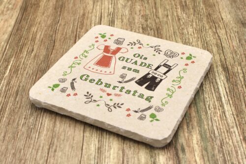 WBY - Ois guade zum Geburtstag - Natursteinuntersetzer