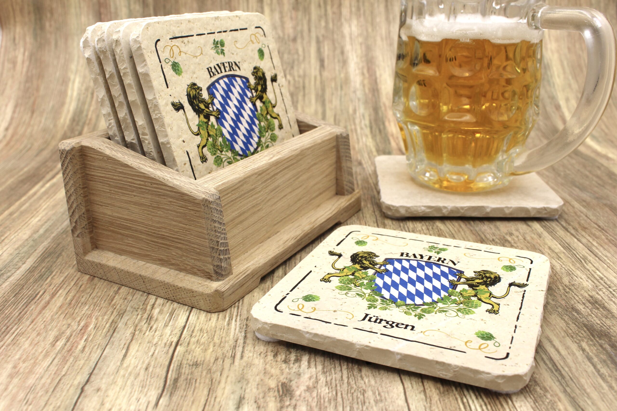 AMD - Bayern Wappen Premium Personalisiert - Natursteinuntersetzer – Bild 3