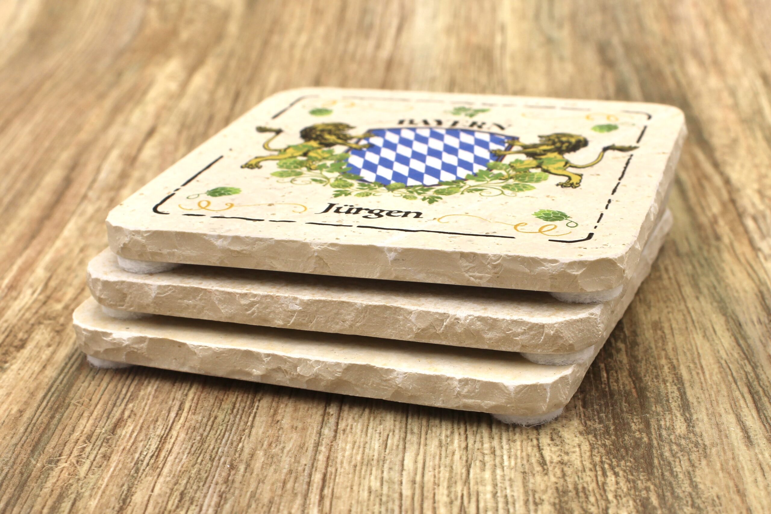 AMD - Bayern Wappen Premium Personalisiert - Natursteinuntersetzer – Bild 2