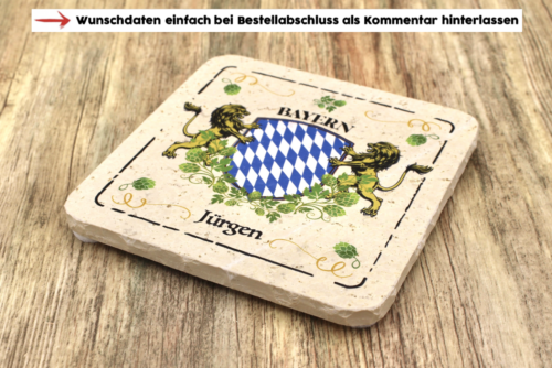 AMD - Bayern Wappen Premium Personalisiert - Natursteinuntersetzer