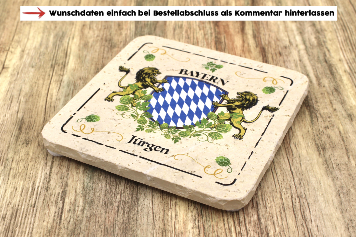 AMD - Bayern Wappen Premium Personalisiert - Natursteinuntersetzer