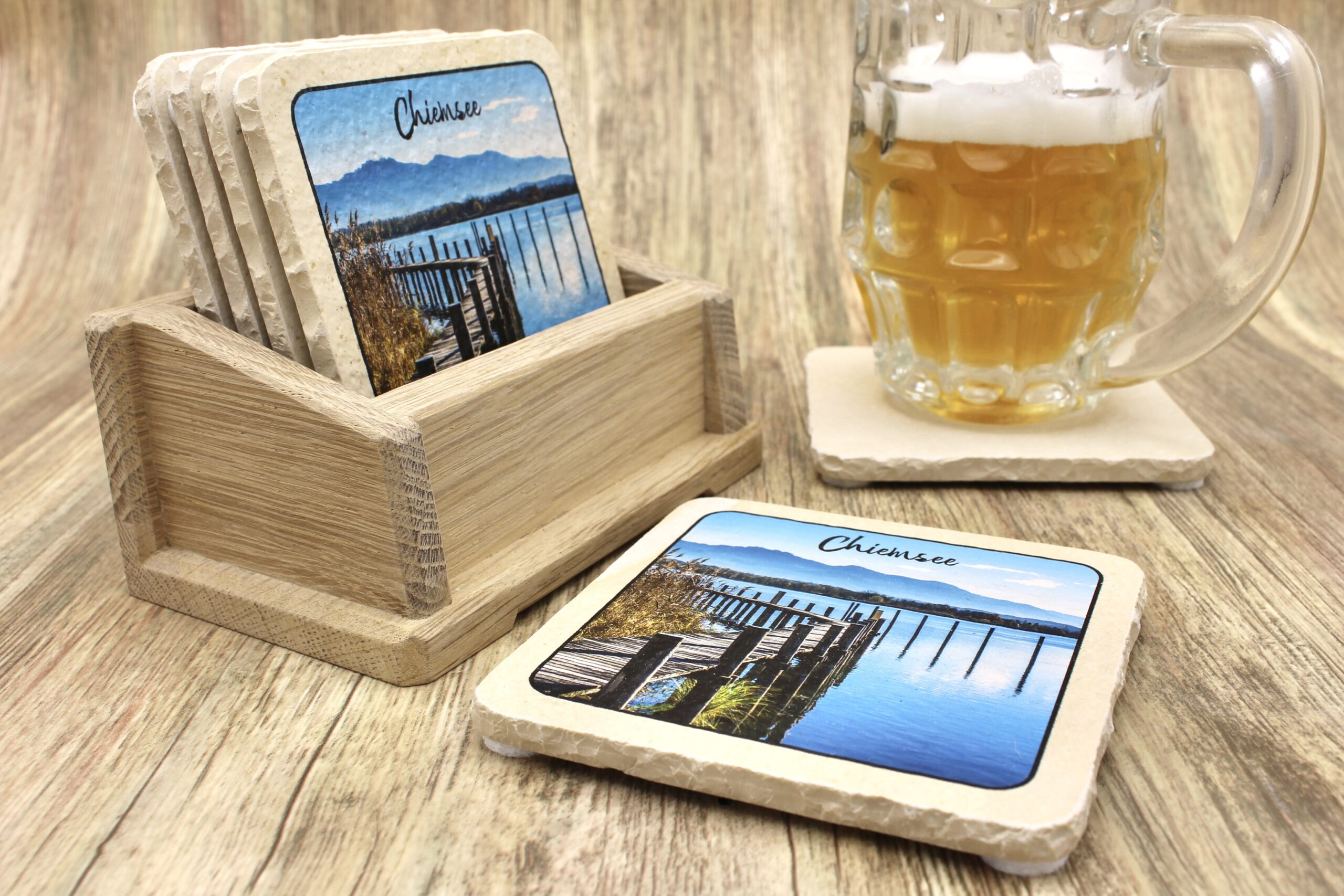 Chiemsee Steg- Natursteinuntersetzer – Bild 3