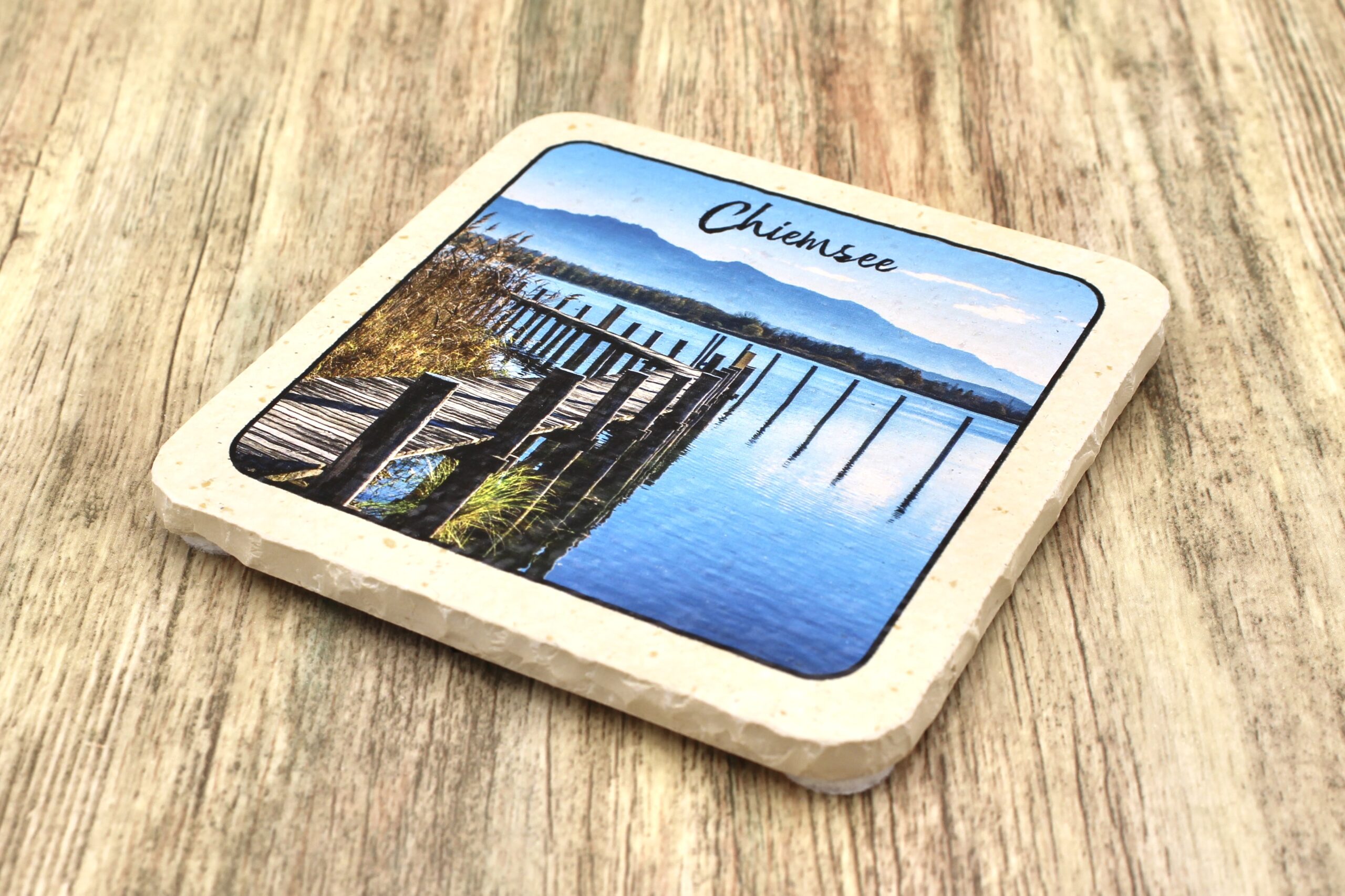 Chiemsee Steg- Natursteinuntersetzer