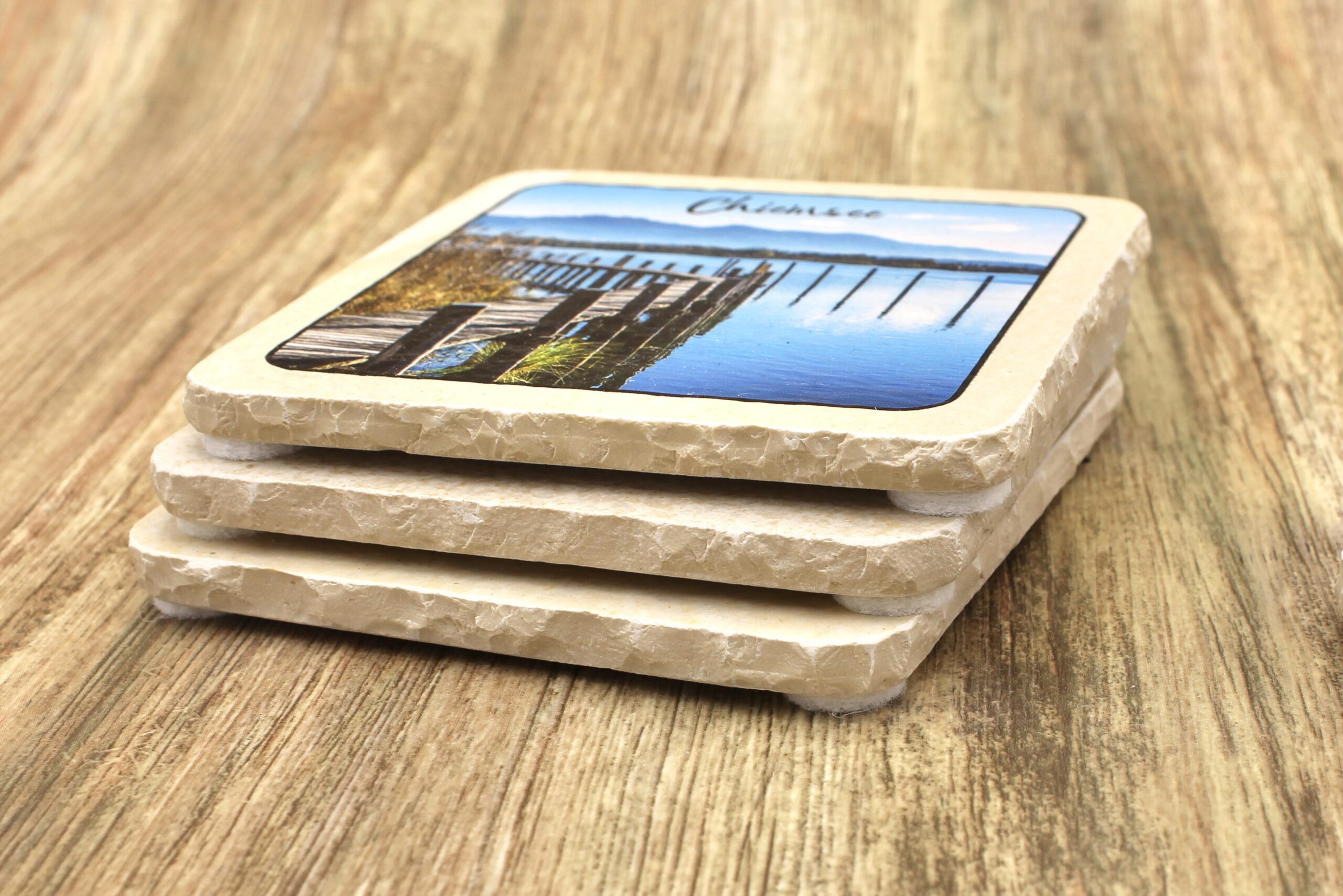 Chiemsee Steg- Natursteinuntersetzer – Bild 2