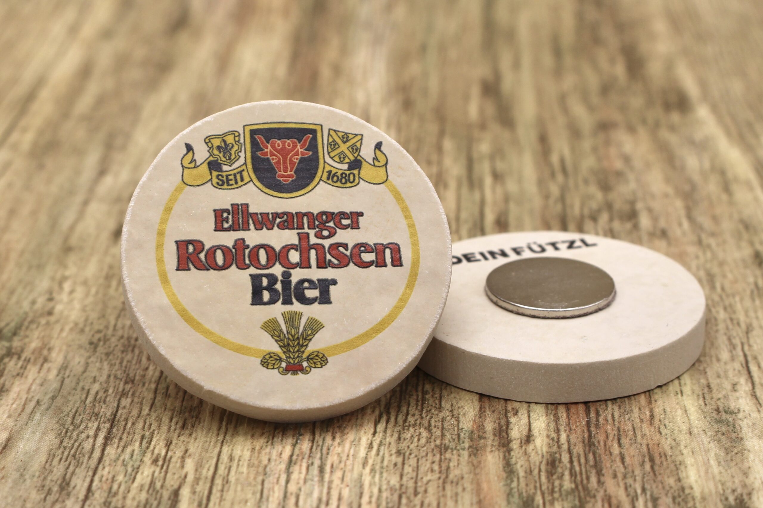 Ellwanger Rotochsenbrauerei- Kühlschrankmagnet 48mm