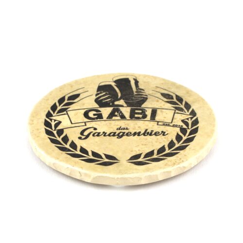Gabi das Garagenbier - Natursteinuntersetzer