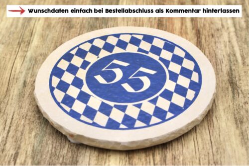 Geburtstagsmotiv Raute blau - Natursteinuntersetzer