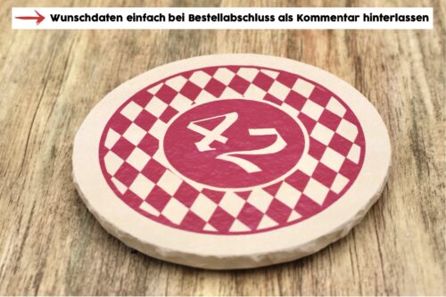 Geburtstagsmotiv Raute rosa - Natursteinuntersetzer