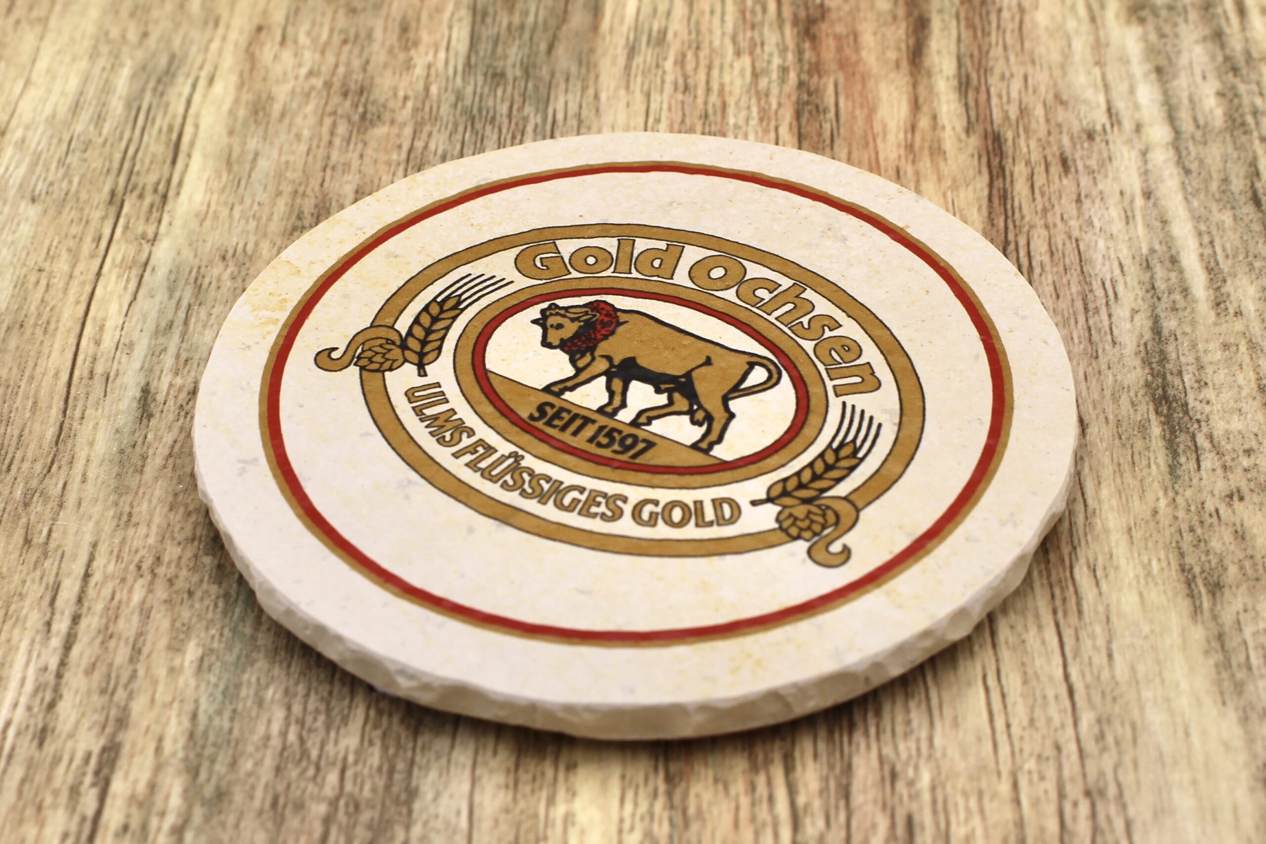 Gold Ochsen - Natursteinuntersetzer