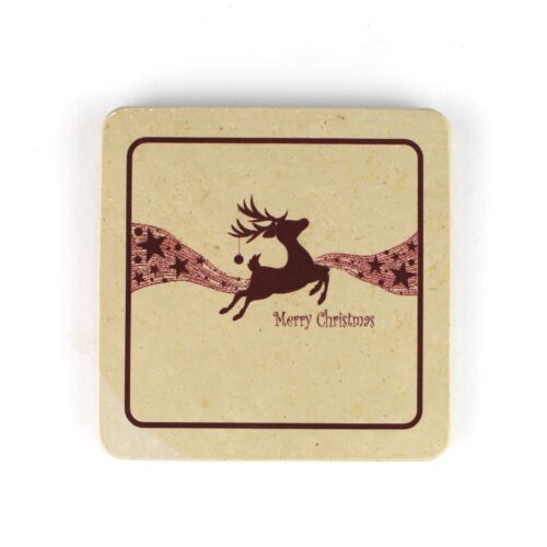 Rentier mit Schweif - Natursteinuntersetzer