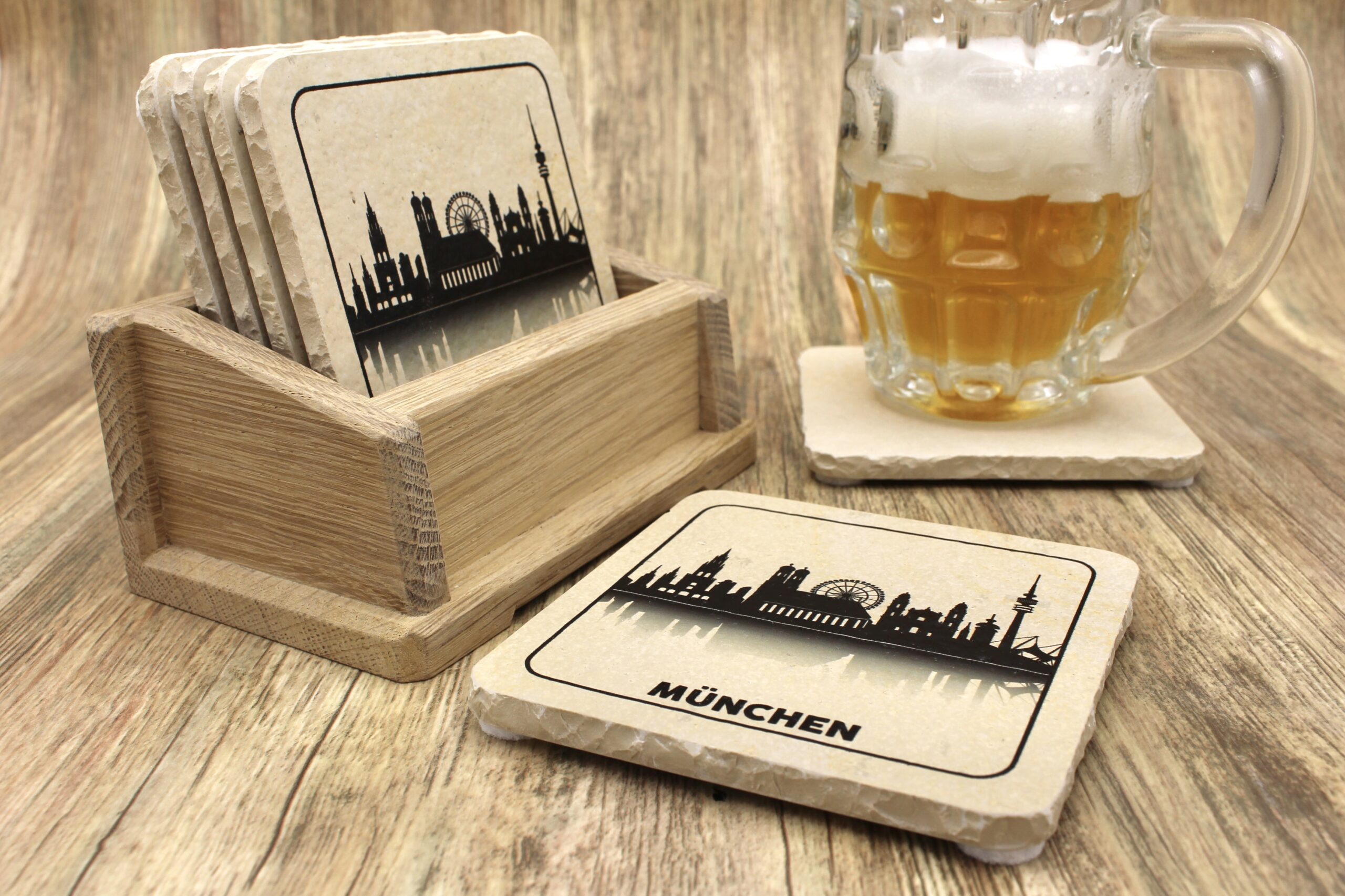 München Skyline - Natursteinuntersetzer – Bild 3