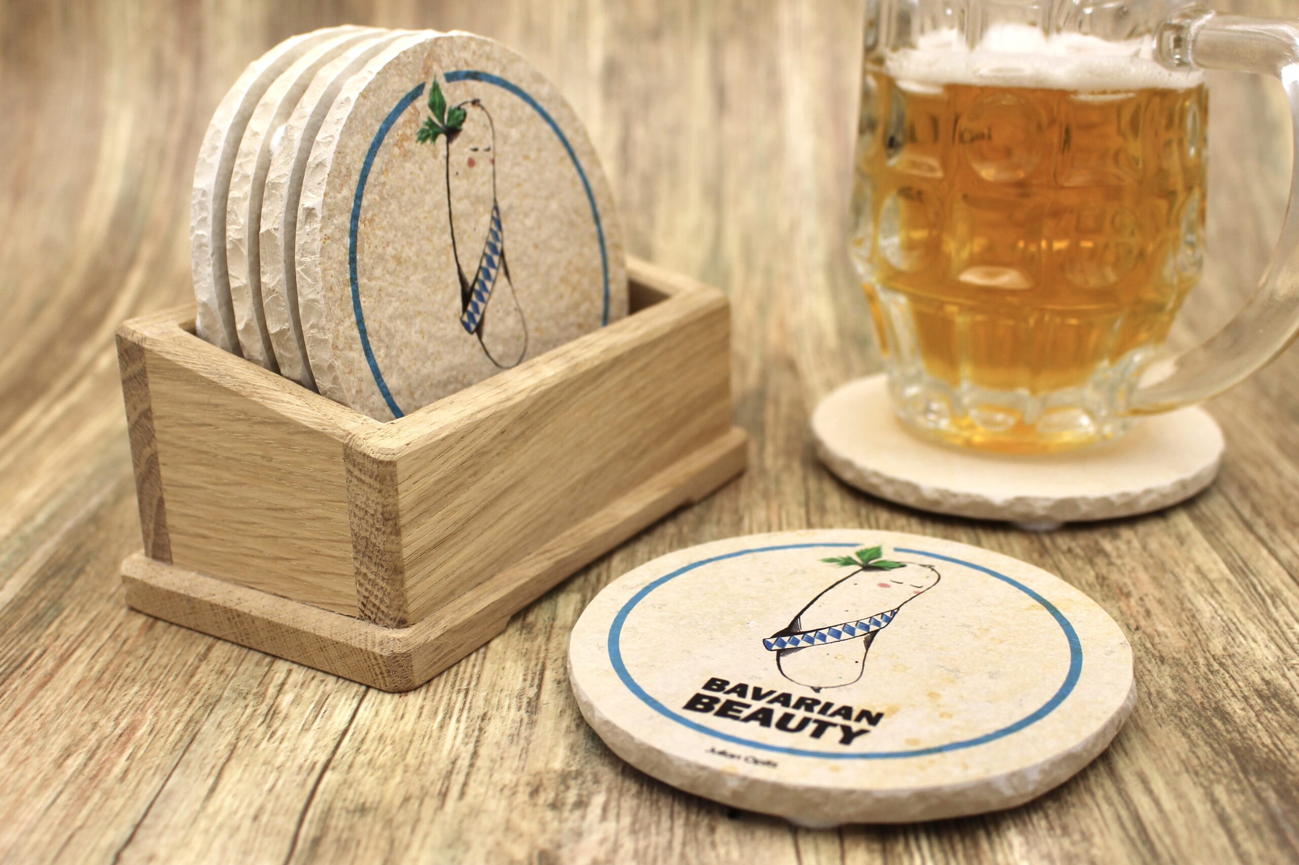 Weißwurscht Bavarian Beauty - Natursteinuntersetzer – Bild 3