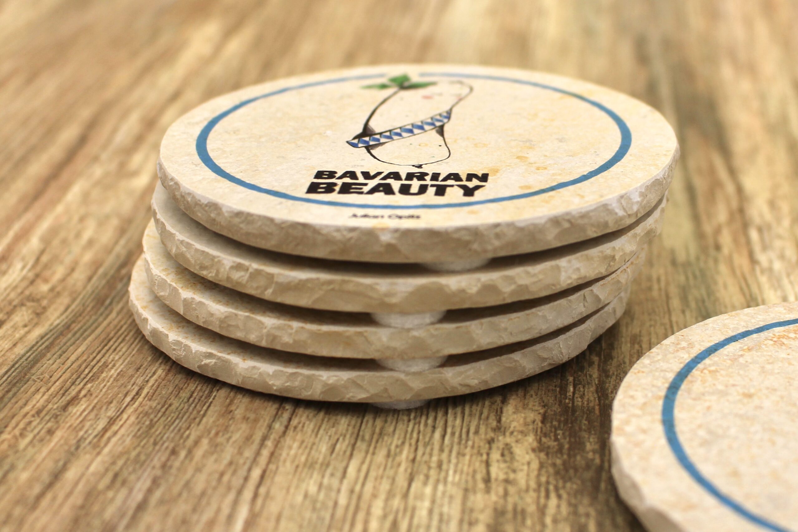 Weißwurscht Bavarian Beauty - Natursteinuntersetzer – Bild 2