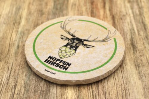 Hopfen Hirsch - Natursteinuntersetzer