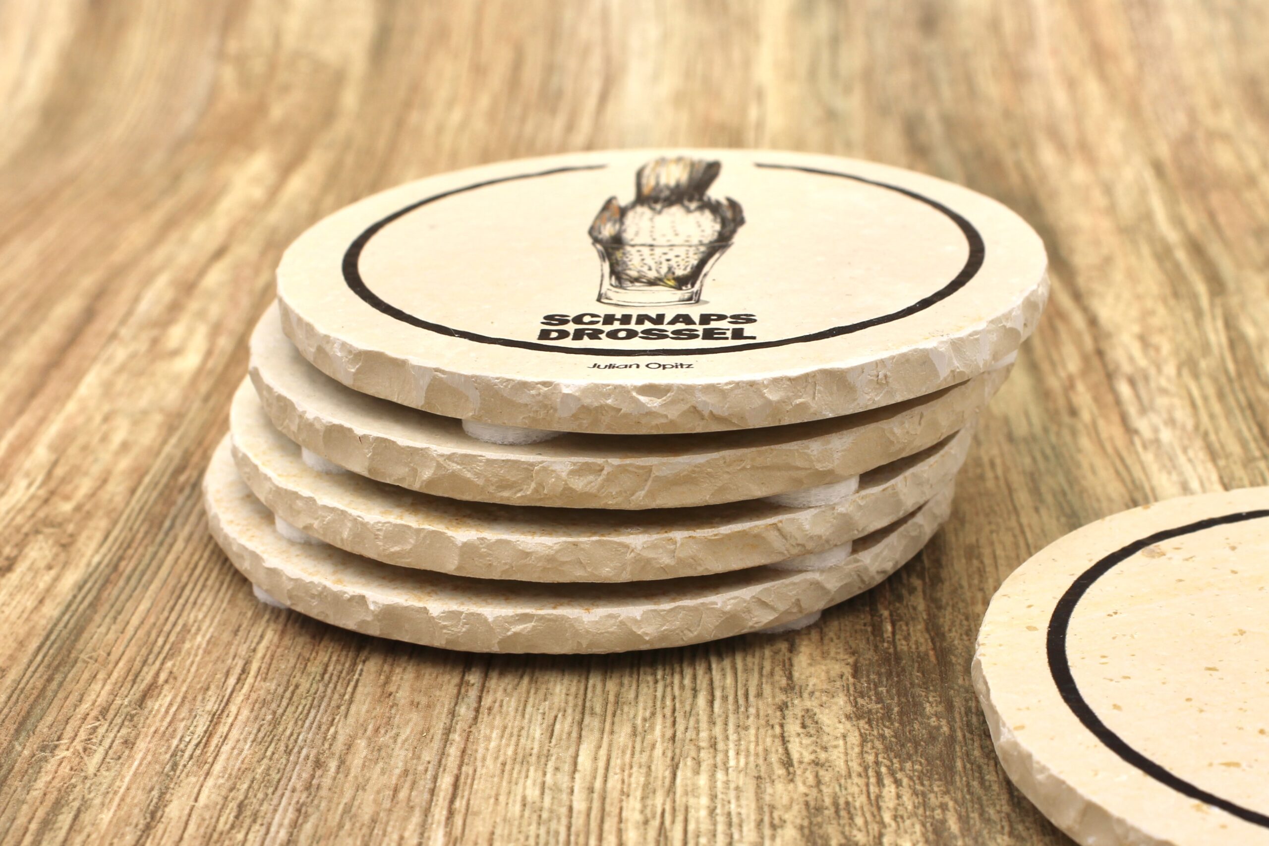 Schnaps Drossel - Natursteinuntersetzer – Bild 2