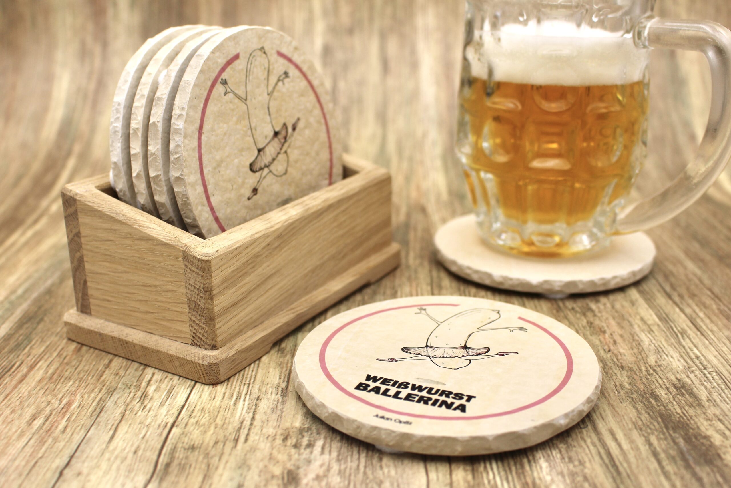 Weißwurscht Ballerina - Natursteinuntersetzer – Bild 3