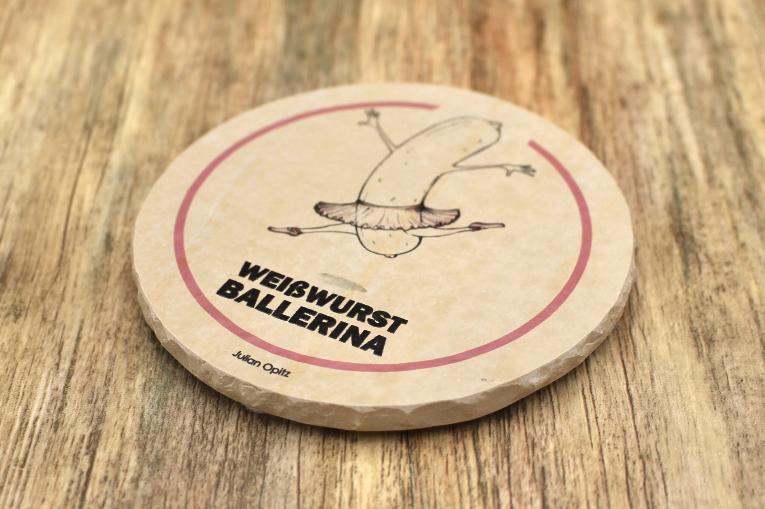 Weißwurscht Ballerina - Natursteinuntersetzer