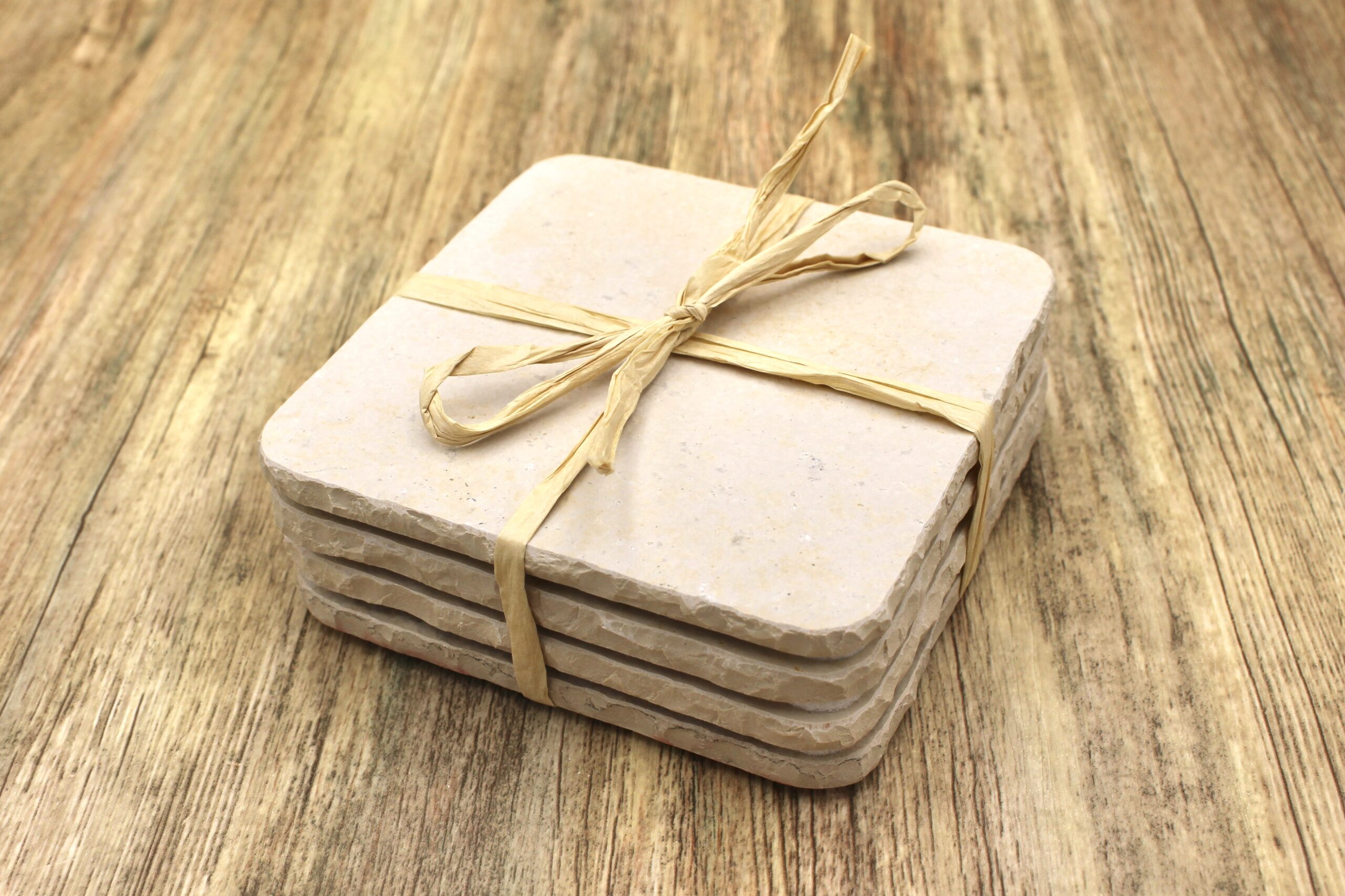 4er-Set helle Sortierung - Natursteinuntersetzer quadratisch – Bild 2