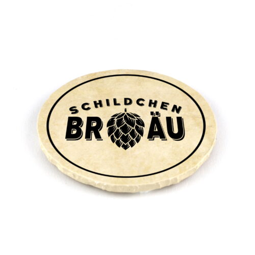 Schildchen Bräu - Natursteinuntersetzer