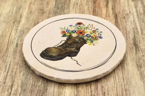 WBY- Blumenstiefel - Natursteinuntersetzer