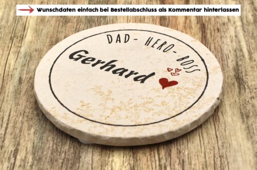 WBY - Dad, Hero, Boss - Natursteinuntersetzer