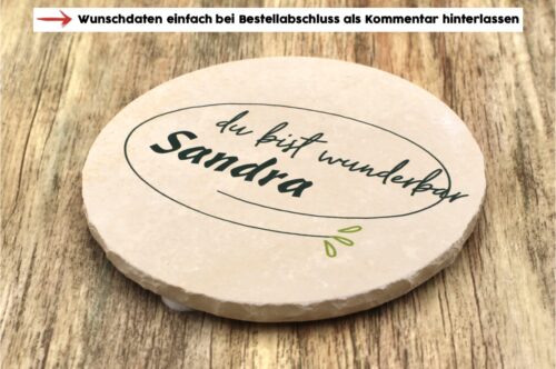 WBY - Du bist wunderbar - Natursteinuntersetzer