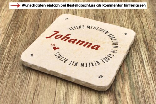 WBY - Große Herzen wie deines quadratisch - Natursteinuntersetzer