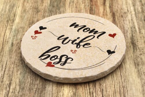 WBY - Mom, Wife, Boss - Natursteinuntersetzer