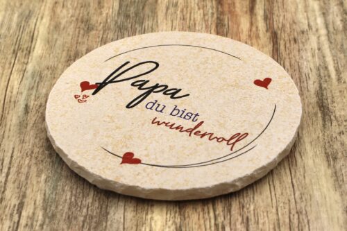 WBY - Papa du bist wundervoll - Natursteinuntersetzer
