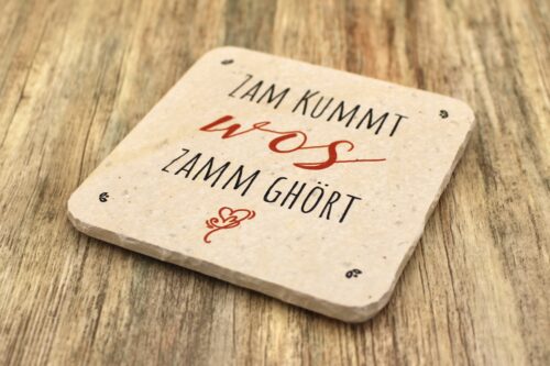 WBY - Zum kummt - Natursteinuntersetzer