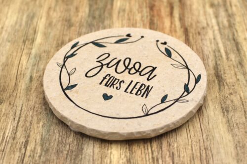 WBY - Zwoa fürs Lebn - Natursteinuntersetzer