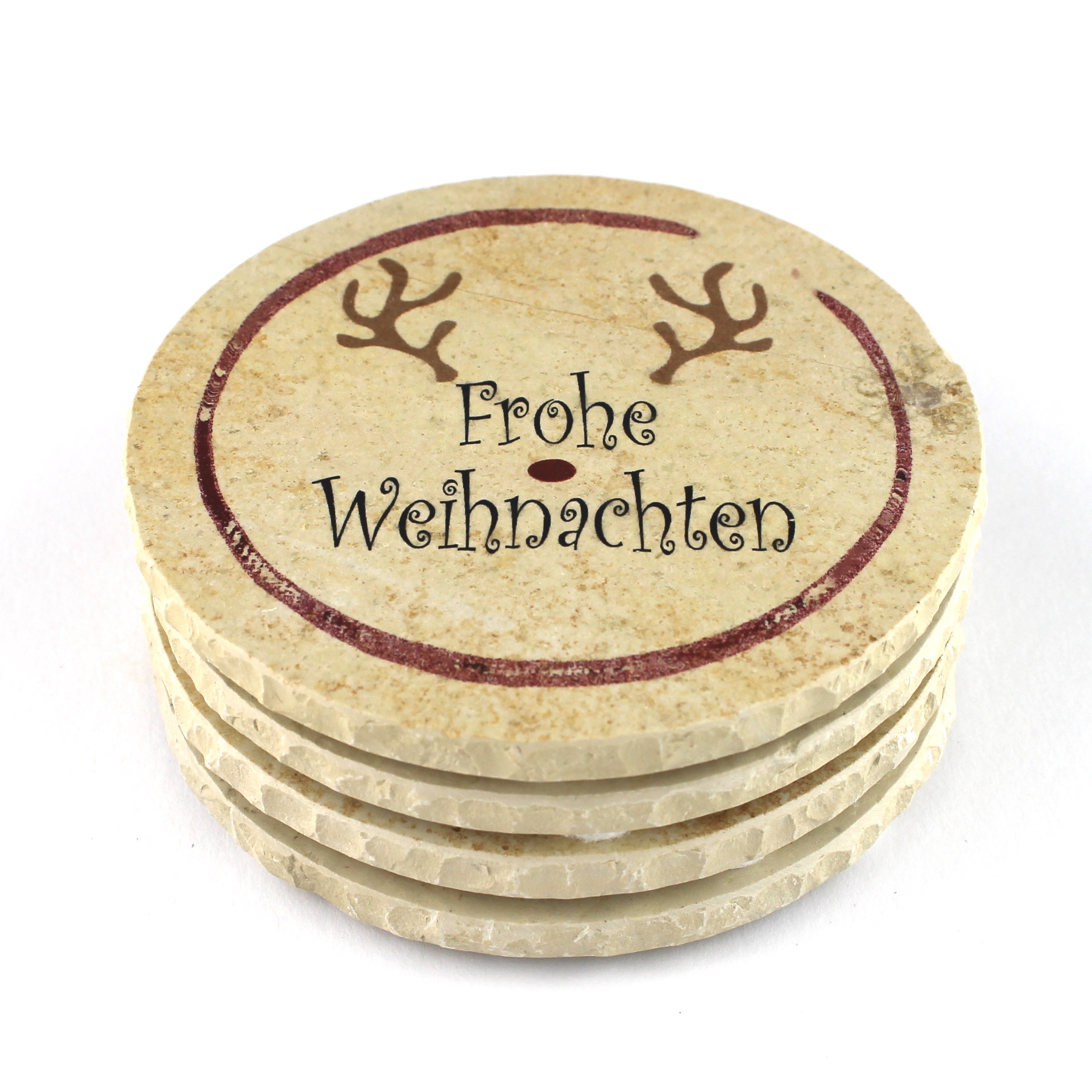 Geweih Frohe Weihnachten - Natursteinuntersetzer – Bild 3