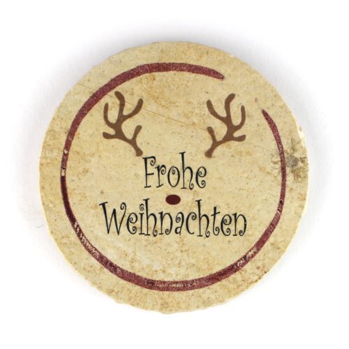 Geweih Frohe Weihnachten - Natursteinuntersetzer